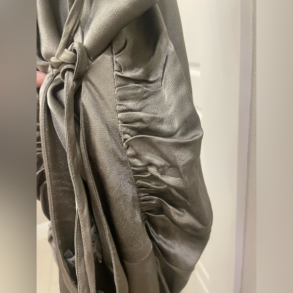 Shona Joy La Lune Asymmetrical Bias Cowl Midi Dress Sage/ Green Silk/ Adjustable - Picture 13 of 16